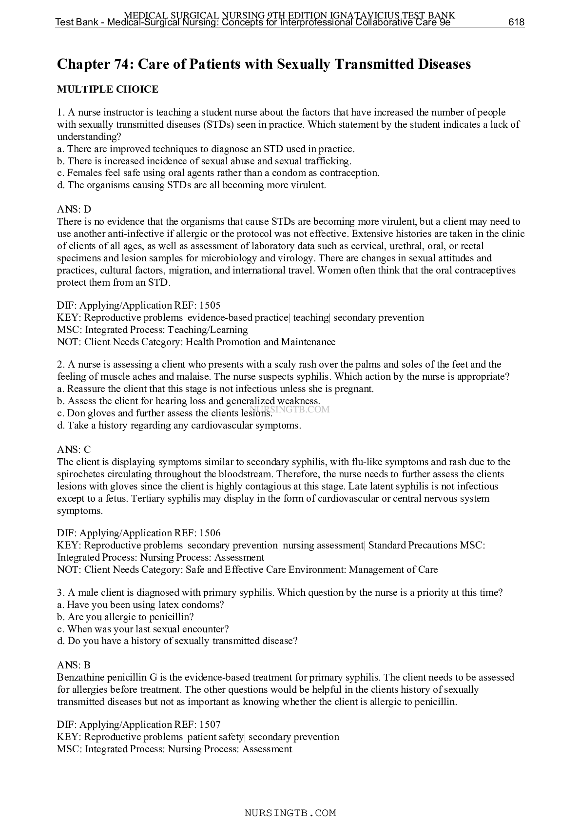 Preview image for Chapter 74: Care of Patients with Sexually Transmitted Diseases